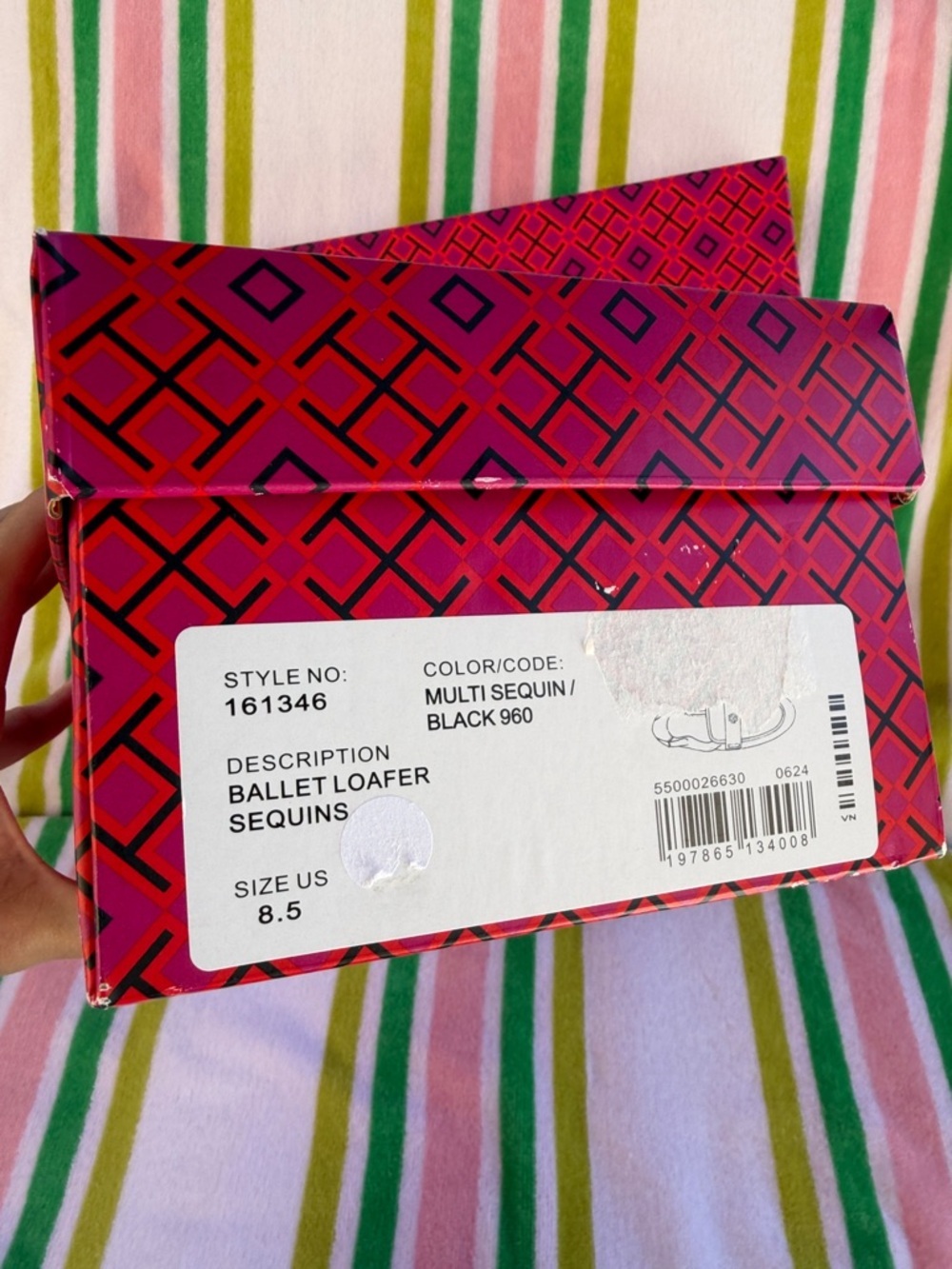 Tory Burch Ballet Mirror Sequin Navy Leather Trim Loafers US 8.5 Box NEW - Picture 14 of 14